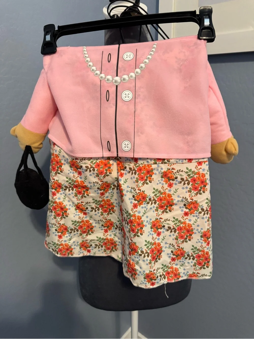HALLOWEEN-Pet Dress Costume Outfit with Pearl-Print Cardigan includes Wig